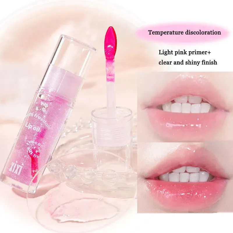 Toleet Christmas Thanksgiving gifts Winter Makeup Ideas Clear Crystal Glitter Lip Gloss Temperature Discoloration Moisturizing Lip Gloss NonSticky Pearl Shiny Lip Glaze Korean Make Up