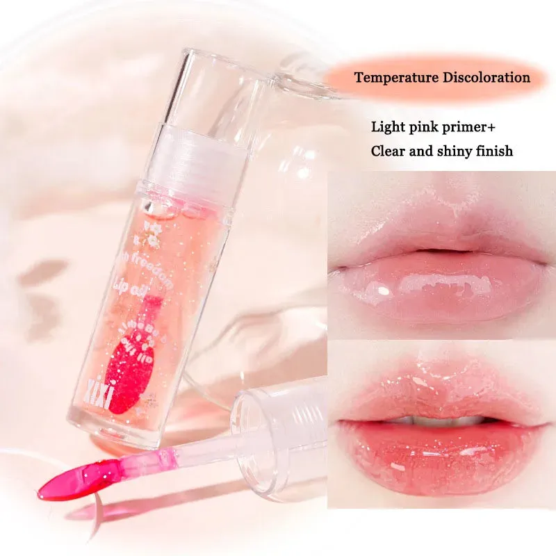 Toleet Christmas Thanksgiving gifts Winter Makeup Ideas Clear Crystal Glitter Lip Gloss Temperature Discoloration Moisturizing Lip Gloss NonSticky Pearl Shiny Lip Glaze Korean Make Up