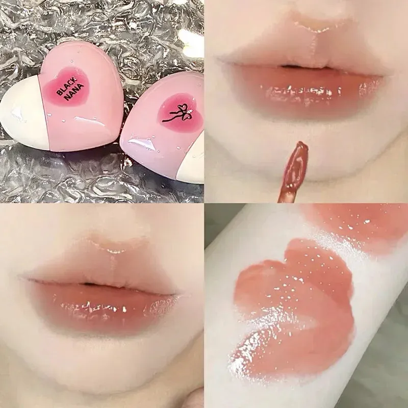 Toleet Christmas Thanksgiving gifts Winter Makeup Ideas Heart Shaped Mirror Water Gloss Glass Lip Glaze Clear Jelly Lip Gloss Moisturizing Lipstick Makeup