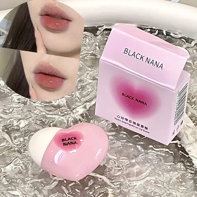 Toleet Christmas Thanksgiving gifts Winter Makeup Ideas Heart Shaped Mirror Water Gloss Glass Lip Glaze Clear Jelly Lip Gloss Moisturizing Lipstick Makeup
