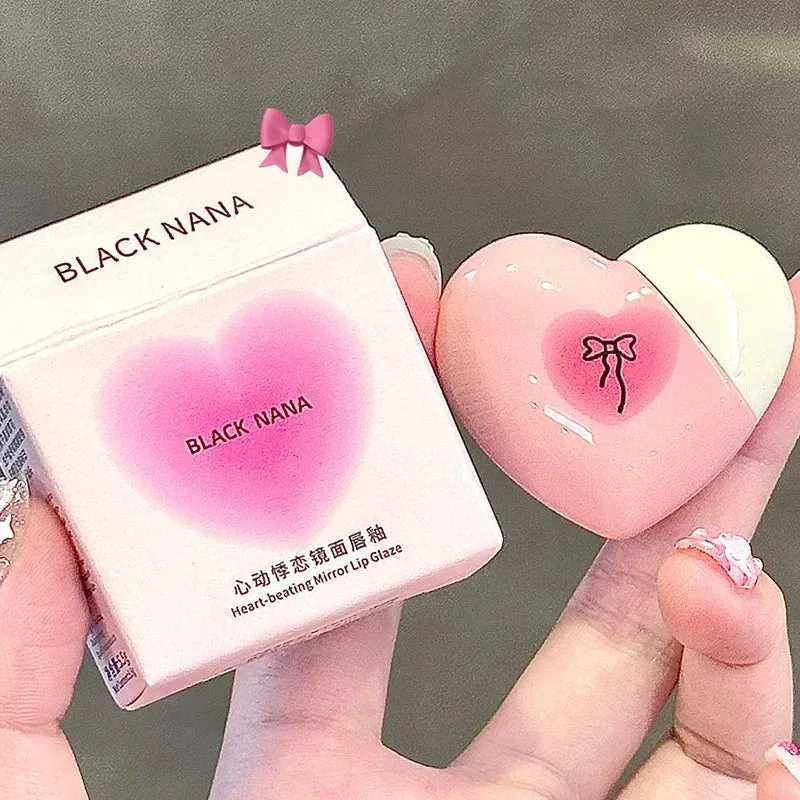 Toleet Christmas Thanksgiving gifts Winter Makeup Ideas Heart Shaped Mirror Water Gloss Glass Lip Glaze Clear Jelly Lip Gloss Moisturizing Lipstick Makeup