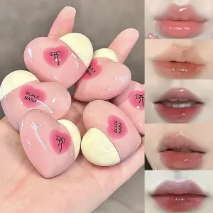 Toleet Christmas Thanksgiving gifts Winter Makeup Ideas Heart Shaped Mirror Water Gloss Glass Lip Glaze Clear Jelly Lip Gloss Moisturizing Lipstick Makeup