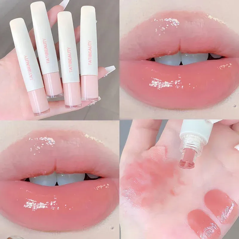 Toleet-Christmas/Thanksgiving Gift Winter Makeup Ideas Jelly Lip Gloss Lasting Nude Pink High Gloss Lip Glaze Moisturizing Lipstick Mirror Water Lip Tint Korean Beauty Lip Care Makeup