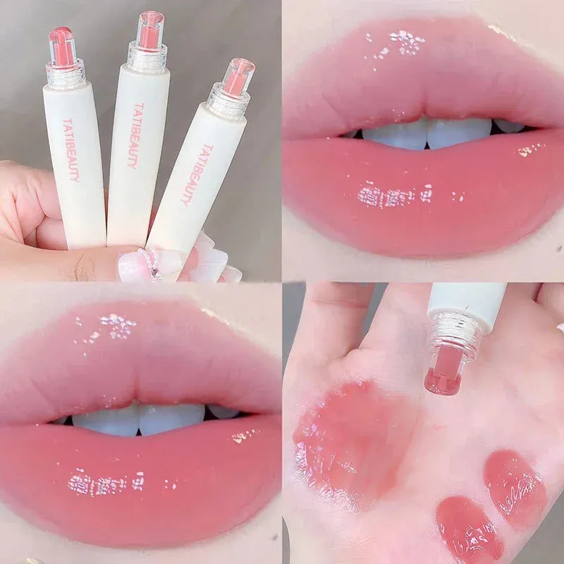 Toleet-Christmas/Thanksgiving Gift Winter Makeup Ideas Jelly Lip Gloss Lasting Nude Pink High Gloss Lip Glaze Moisturizing Lipstick Mirror Water Lip Tint Korean Beauty Lip Care Makeup