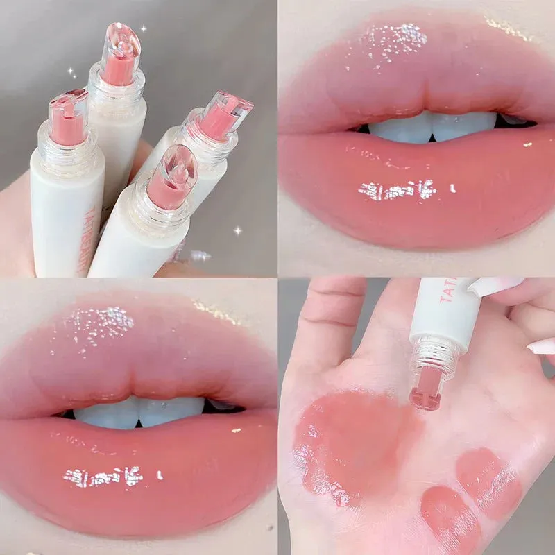 Toleet-Christmas/Thanksgiving Gift Winter Makeup Ideas Jelly Lip Gloss Lasting Nude Pink High Gloss Lip Glaze Moisturizing Lipstick Mirror Water Lip Tint Korean Beauty Lip Care Makeup