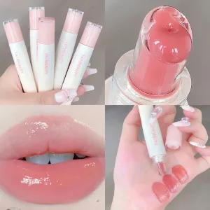 Toleet-Christmas/Thanksgiving Gift Winter Makeup Ideas Jelly Lip Gloss Lasting Nude Pink High Gloss Lip Glaze Moisturizing Lipstick Mirror Water Lip Tint Korean Beauty Lip Care Makeup
