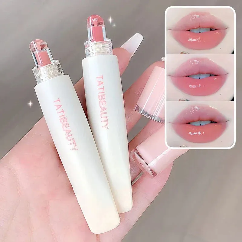 Toleet-Christmas/Thanksgiving Gift Winter Makeup Ideas Jelly Lip Gloss Lasting Nude Pink High Gloss Lip Glaze Moisturizing Lipstick Mirror Water Lip Tint Korean Beauty Lip Care Makeup