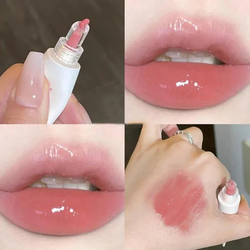 Toleet-Christmas/Thanksgiving Gift Winter Makeup Ideas Lip Essence Jelly Water Lip Gloss Clear Light Hydrating Lip Tint Mirror Glossy Lip Glaze Tube Moist Lip Stick Lip Care Cosmetics