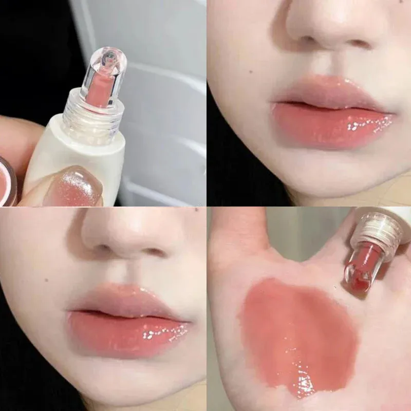 Toleet-Christmas/Thanksgiving Gift Winter Makeup Ideas Lip Essence Jelly Water Lip Gloss Clear Light Hydrating Lip Tint Mirror Glossy Lip Glaze Tube Moist Lip Stick Lip Care Cosmetics