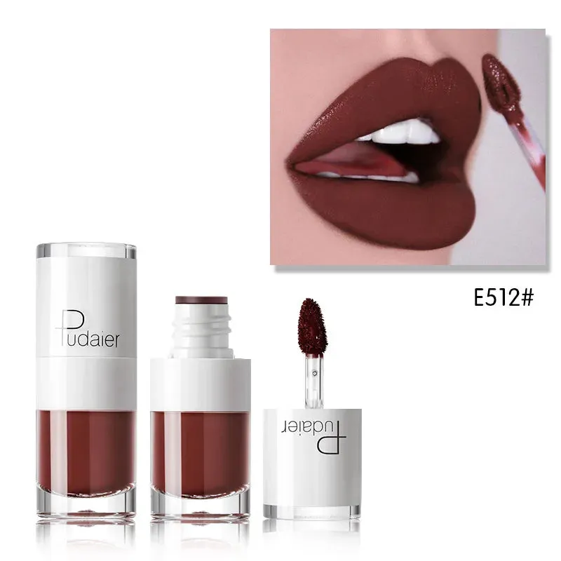 Toleet-Christmas/Thanksgiving Gift Winter Makeup Ideas Pudaier 16Color Small White Bottle Matte Velvet Lip Glaze Waterproof Long-lasting Smooth Cream Texture Lipstick Lip Gloss Makeup