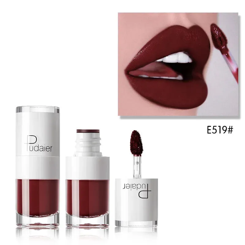 Toleet-Christmas/Thanksgiving Gift Winter Makeup Ideas Pudaier 16Color Small White Bottle Matte Velvet Lip Glaze Waterproof Long-lasting Smooth Cream Texture Lipstick Lip Gloss Makeup