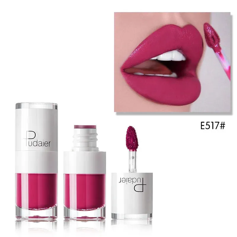Toleet-Christmas/Thanksgiving Gift Winter Makeup Ideas Pudaier 16Color Small White Bottle Matte Velvet Lip Glaze Waterproof Long-lasting Smooth Cream Texture Lipstick Lip Gloss Makeup