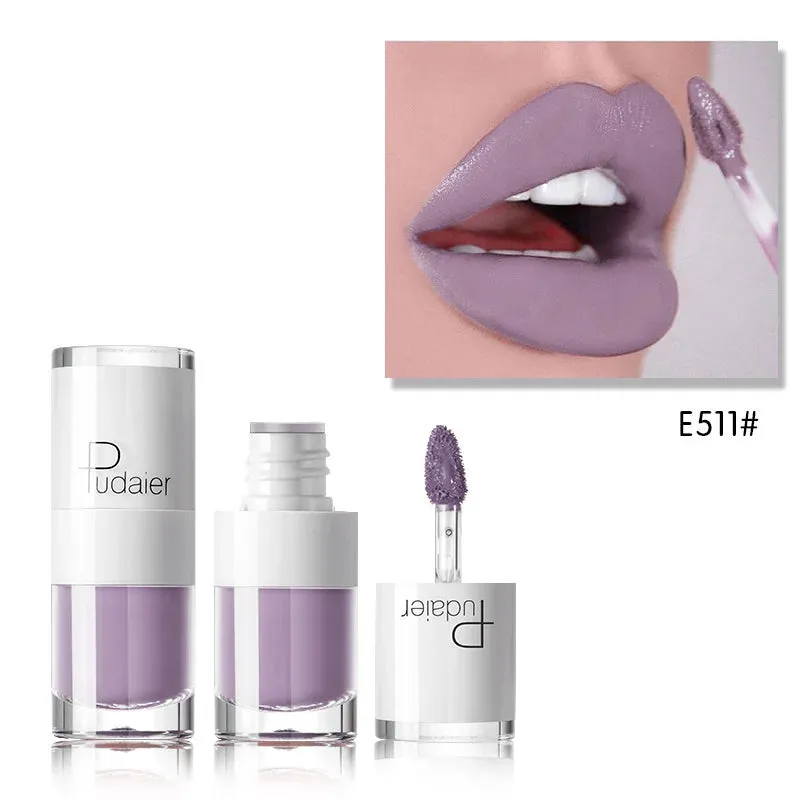Toleet-Christmas/Thanksgiving Gift Winter Makeup Ideas Pudaier 16Color Small White Bottle Matte Velvet Lip Glaze Waterproof Long-lasting Smooth Cream Texture Lipstick Lip Gloss Makeup