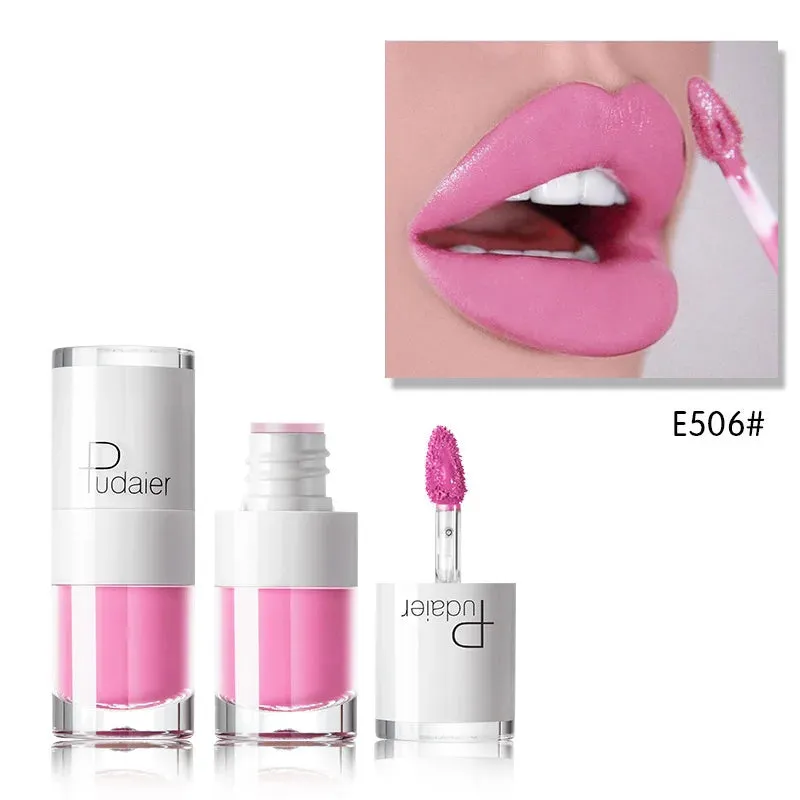 Toleet-Christmas/Thanksgiving Gift Winter Makeup Ideas Pudaier 16Color Small White Bottle Matte Velvet Lip Glaze Waterproof Long-lasting Smooth Cream Texture Lipstick Lip Gloss Makeup