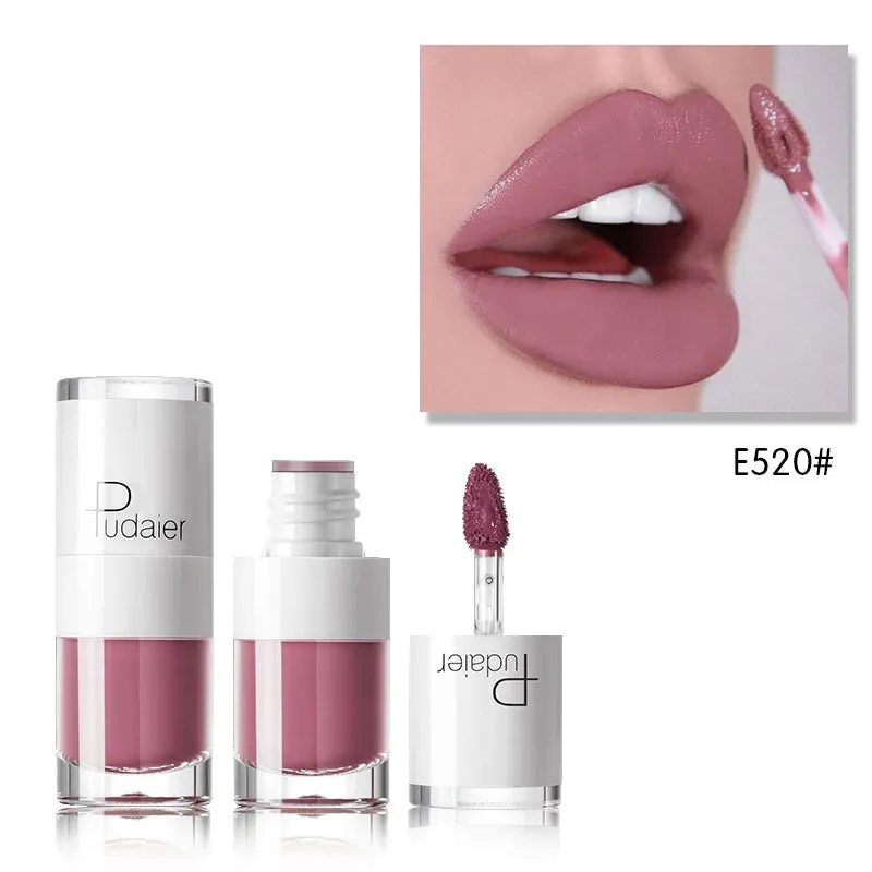 Toleet-Christmas/Thanksgiving Gift Winter Makeup Ideas Pudaier 16Color Small White Bottle Matte Velvet Lip Glaze Waterproof Long-lasting Smooth Cream Texture Lipstick Lip Gloss Makeup