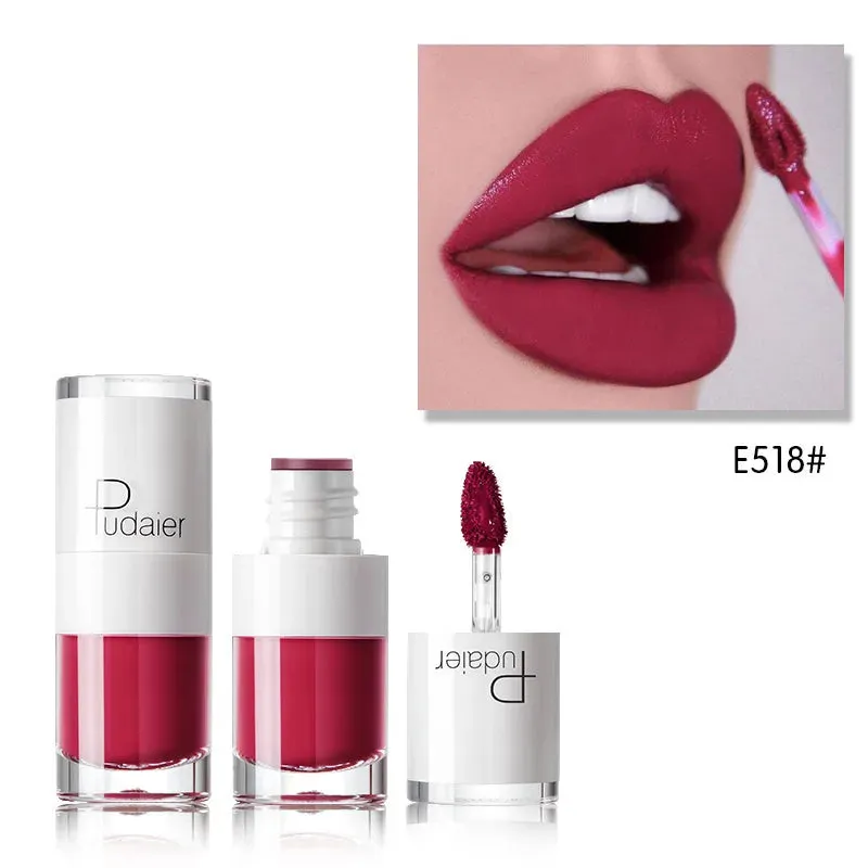 Toleet-Christmas/Thanksgiving Gift Winter Makeup Ideas Pudaier 16Color Small White Bottle Matte Velvet Lip Glaze Waterproof Long-lasting Smooth Cream Texture Lipstick Lip Gloss Makeup