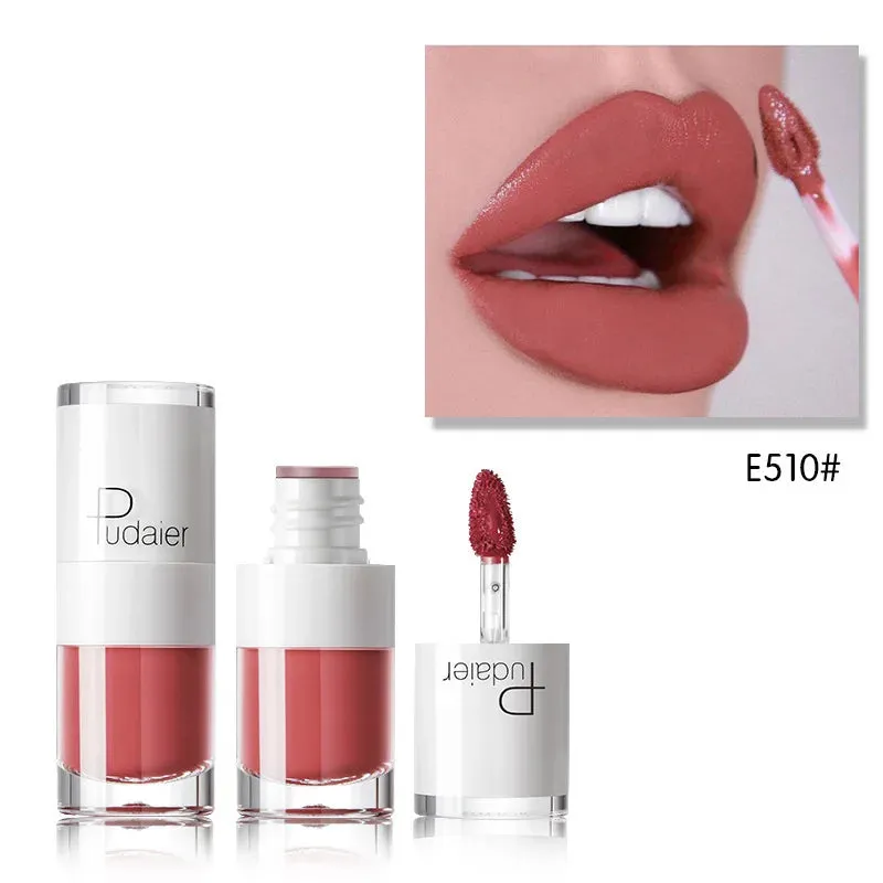 Toleet-Christmas/Thanksgiving Gift Winter Makeup Ideas Pudaier 16Color Small White Bottle Matte Velvet Lip Glaze Waterproof Long-lasting Smooth Cream Texture Lipstick Lip Gloss Makeup