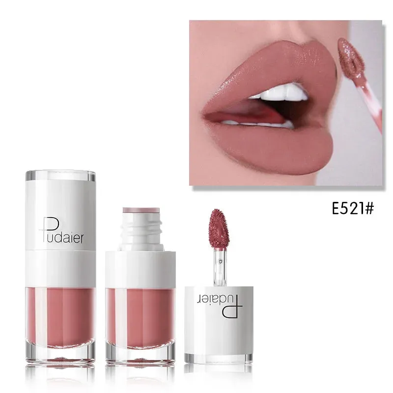 Toleet-Christmas/Thanksgiving Gift Winter Makeup Ideas Pudaier 16Color Small White Bottle Matte Velvet Lip Glaze Waterproof Long-lasting Smooth Cream Texture Lipstick Lip Gloss Makeup