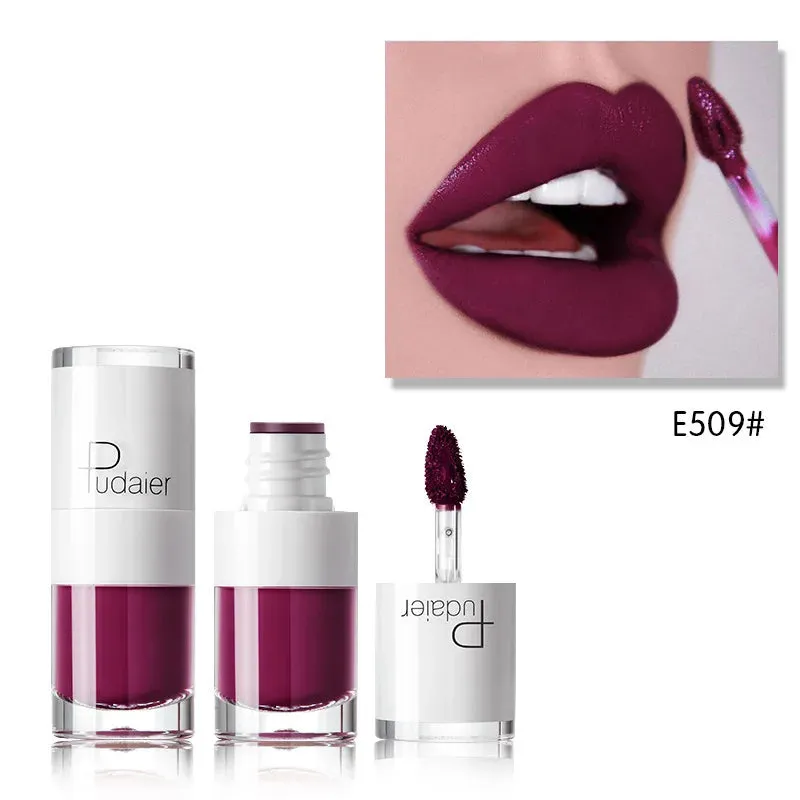 Toleet-Christmas/Thanksgiving Gift Winter Makeup Ideas Pudaier 16Color Small White Bottle Matte Velvet Lip Glaze Waterproof Long-lasting Smooth Cream Texture Lipstick Lip Gloss Makeup
