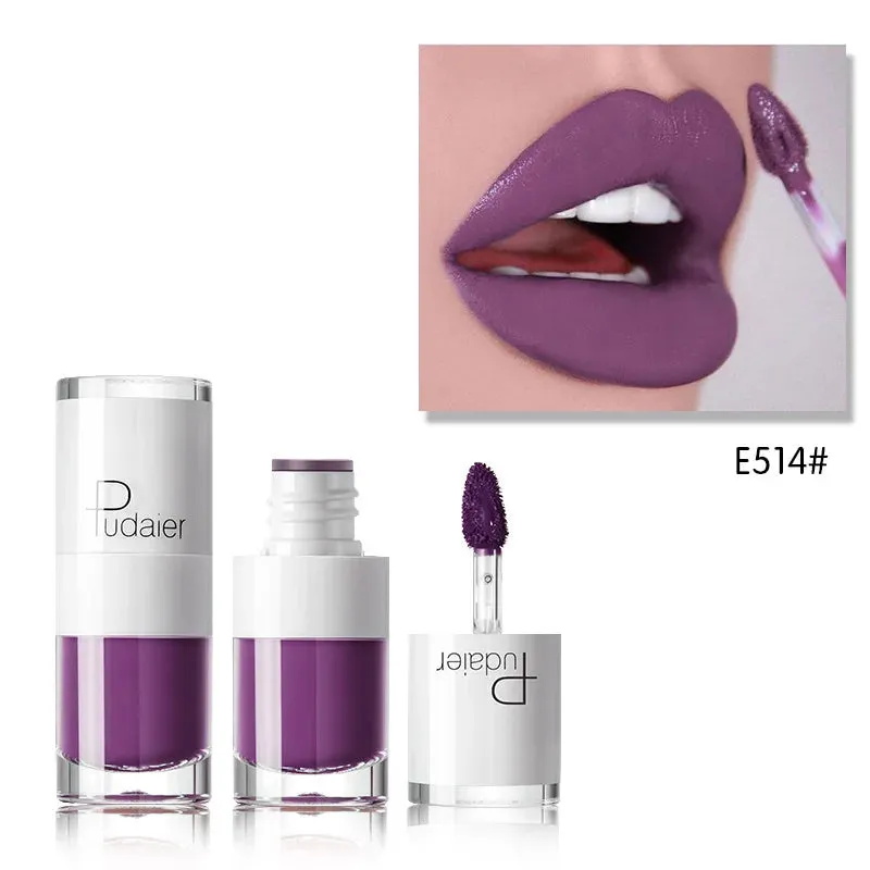 Toleet-Christmas/Thanksgiving Gift Winter Makeup Ideas Pudaier 16Color Small White Bottle Matte Velvet Lip Glaze Waterproof Long-lasting Smooth Cream Texture Lipstick Lip Gloss Makeup