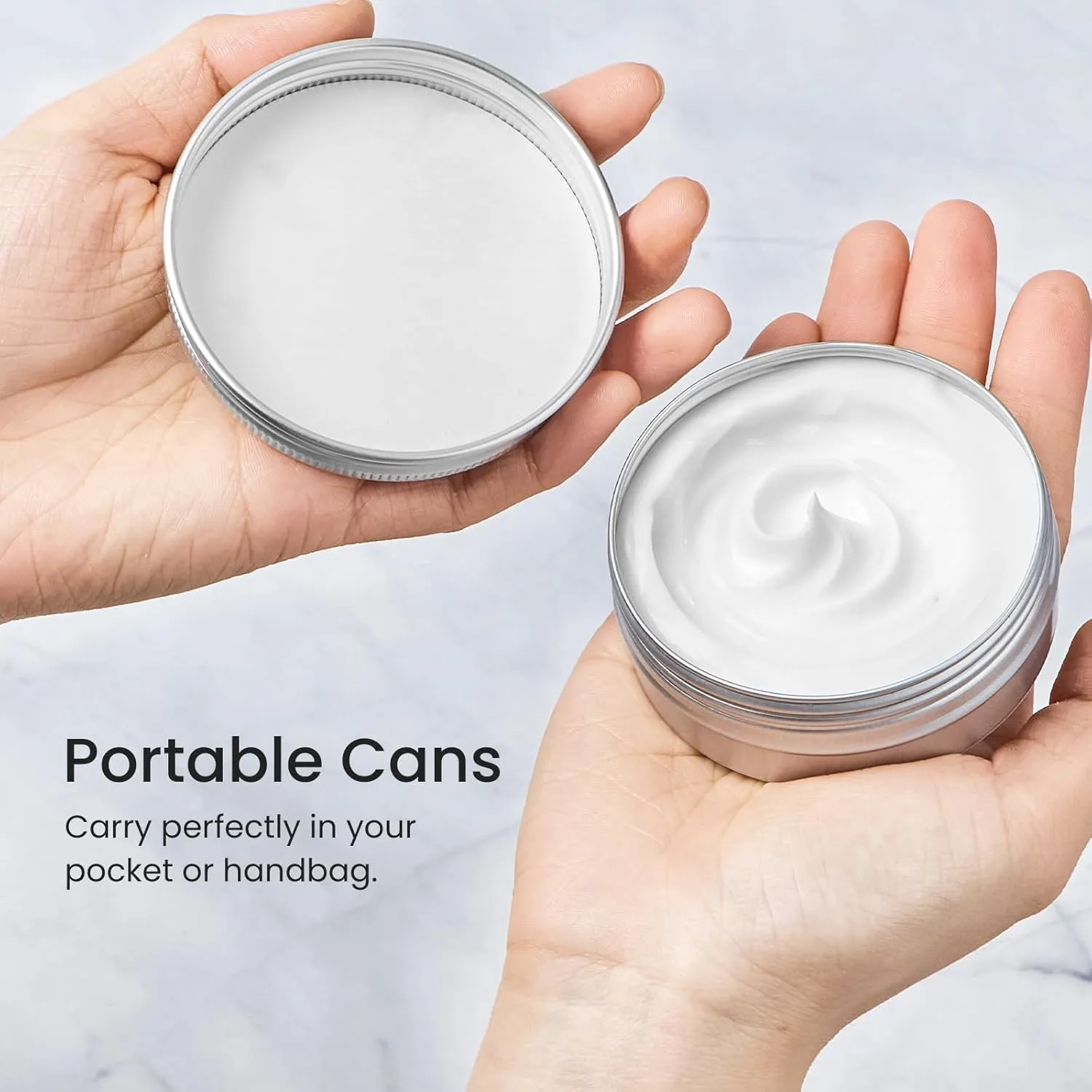 TUZAZO 24Pack 2 Oz Aluminum Tin Cans with Screw Lid and Labels, Refillable Travel Sized Cosmetic Containers Small Tins for Salves, Lotion Bars, Beard Balms, Candles