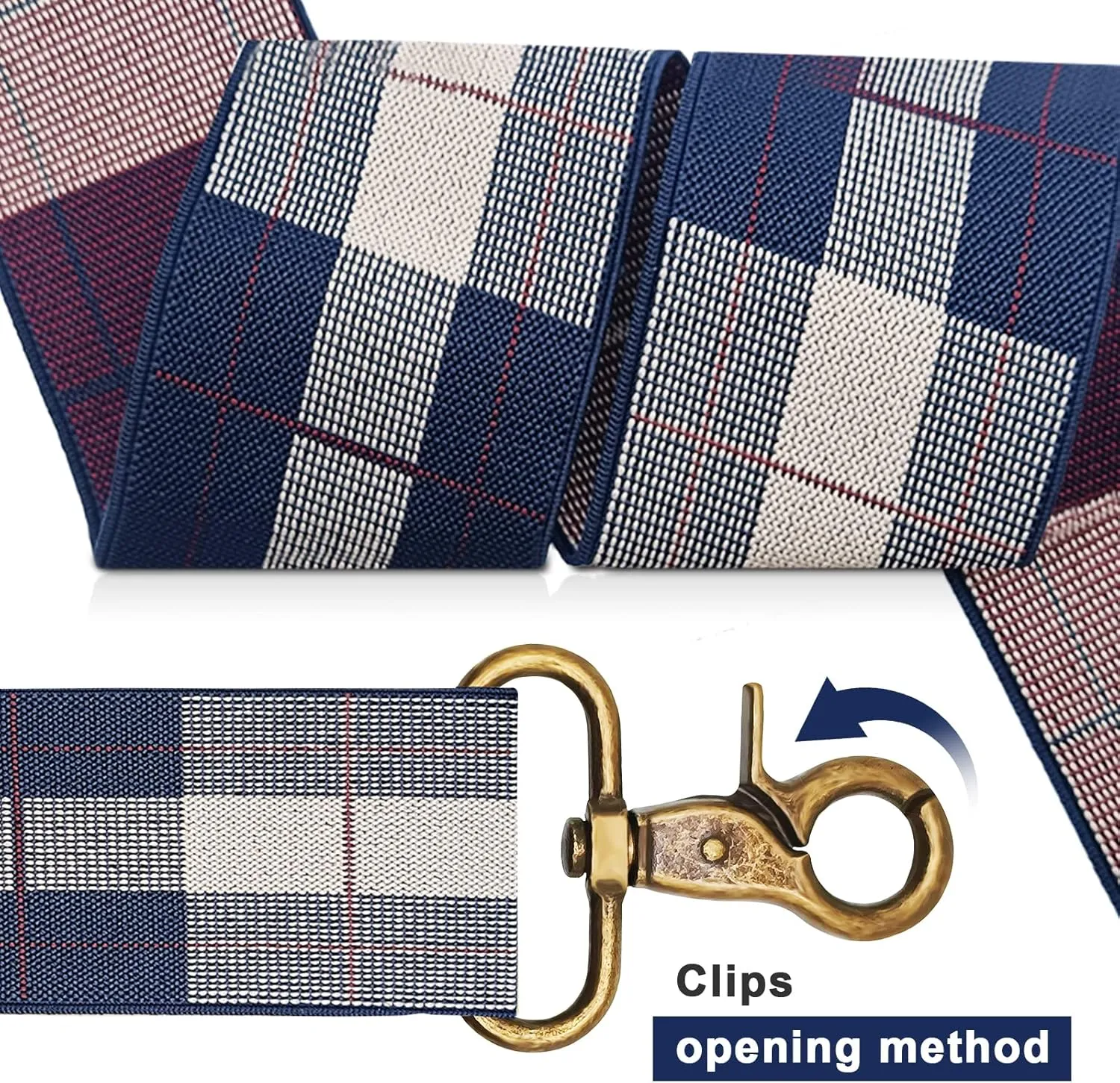 Vintage Suspenders for Men Heavy Duty 4 Snap Hooks for Belt Loops Adjustable X Back