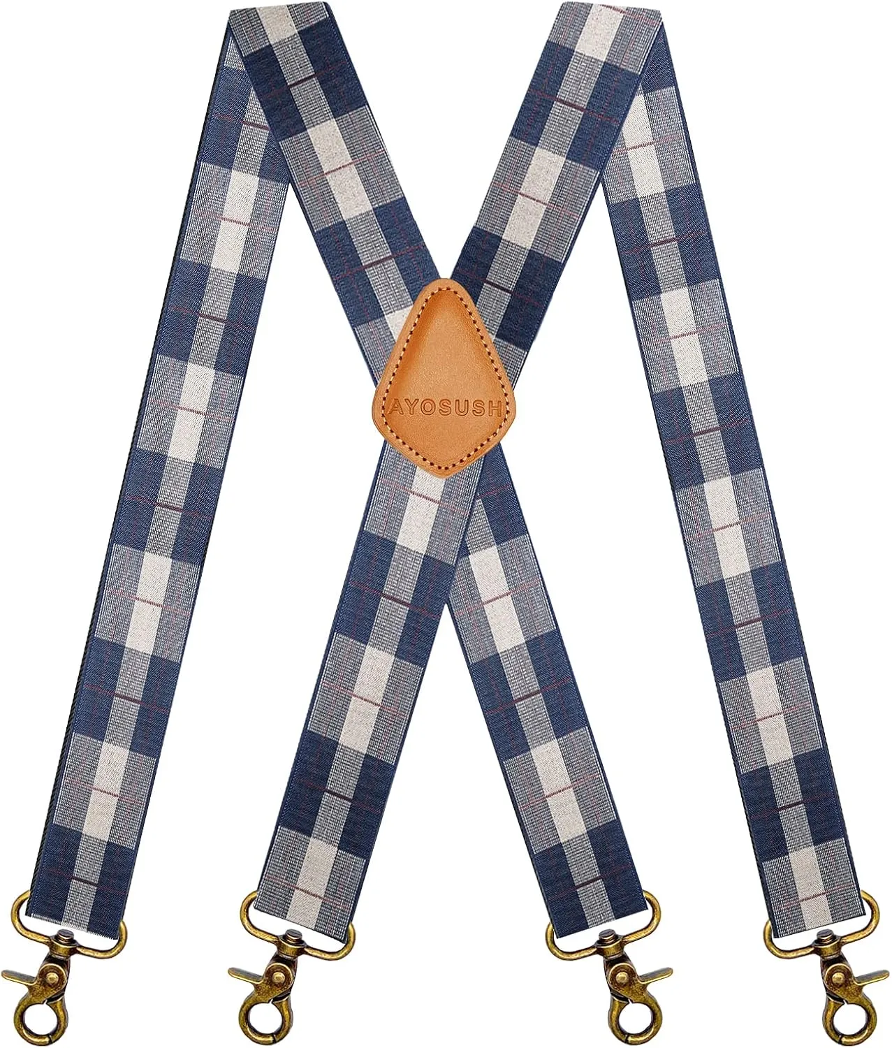 Vintage Suspenders for Men Heavy Duty 4 Snap Hooks for Belt Loops Adjustable X Back