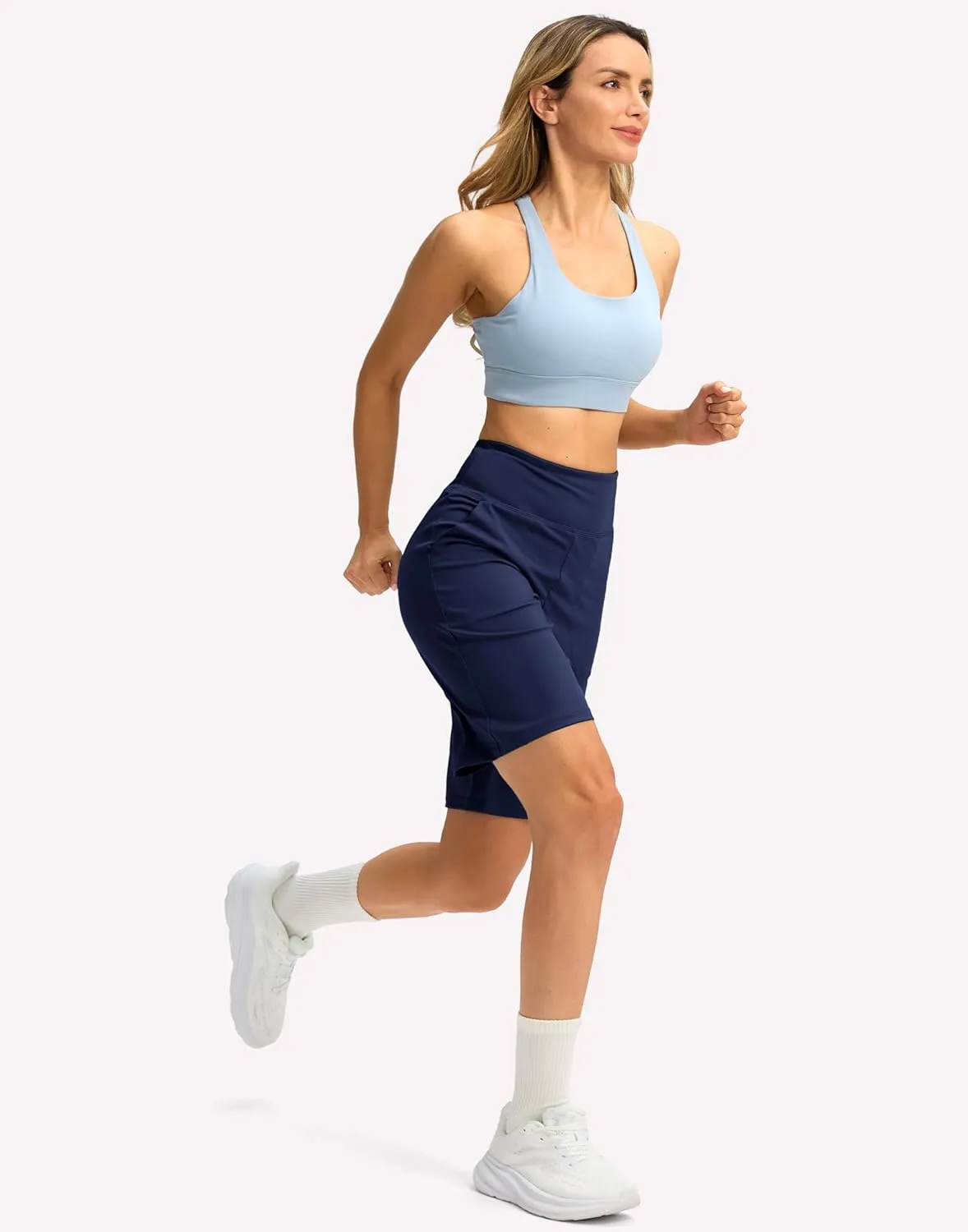 Women's 10" Bermuda Shorts Knee Length with Pockets High Waisted Athletic Long Shorts for Casual Walking Running Yoga