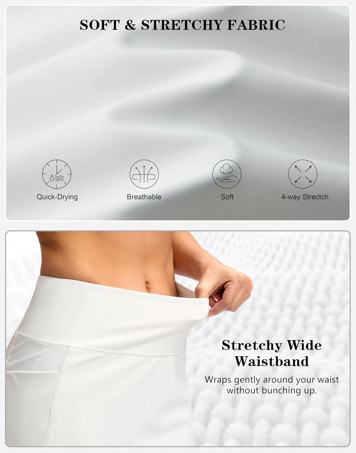 Women's Golf Skirts Skort 4 Side Pockets High Waisted Stretchy Tennis Skirt with Short Athletic Casual