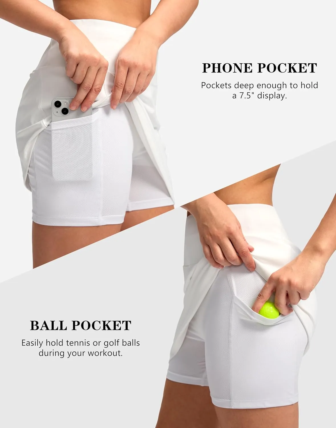 Women's Golf Skirts Skort 4 Side Pockets High Waisted Stretchy Tennis Skirt with Short Athletic Casual