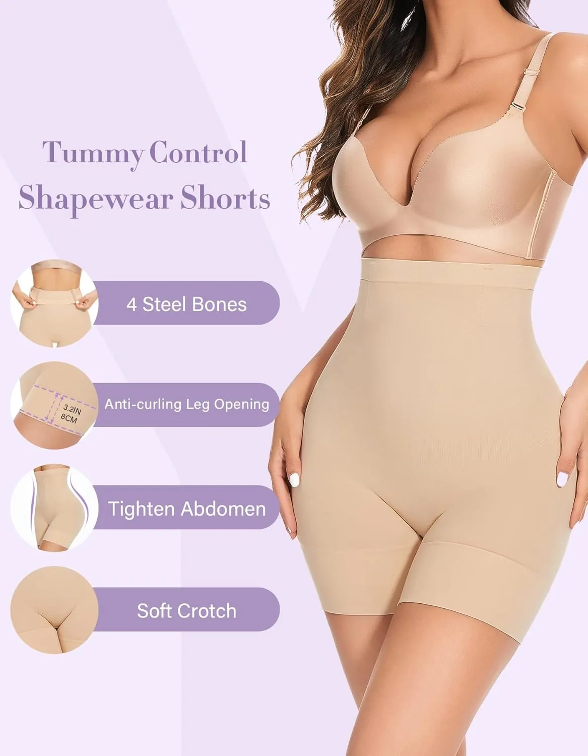 YADIFEN Tummy Control Shapewear Shorts Women Thigh Slimmer High Waisted Shapewear Women Girdles Shorts Shapewear Under Dress