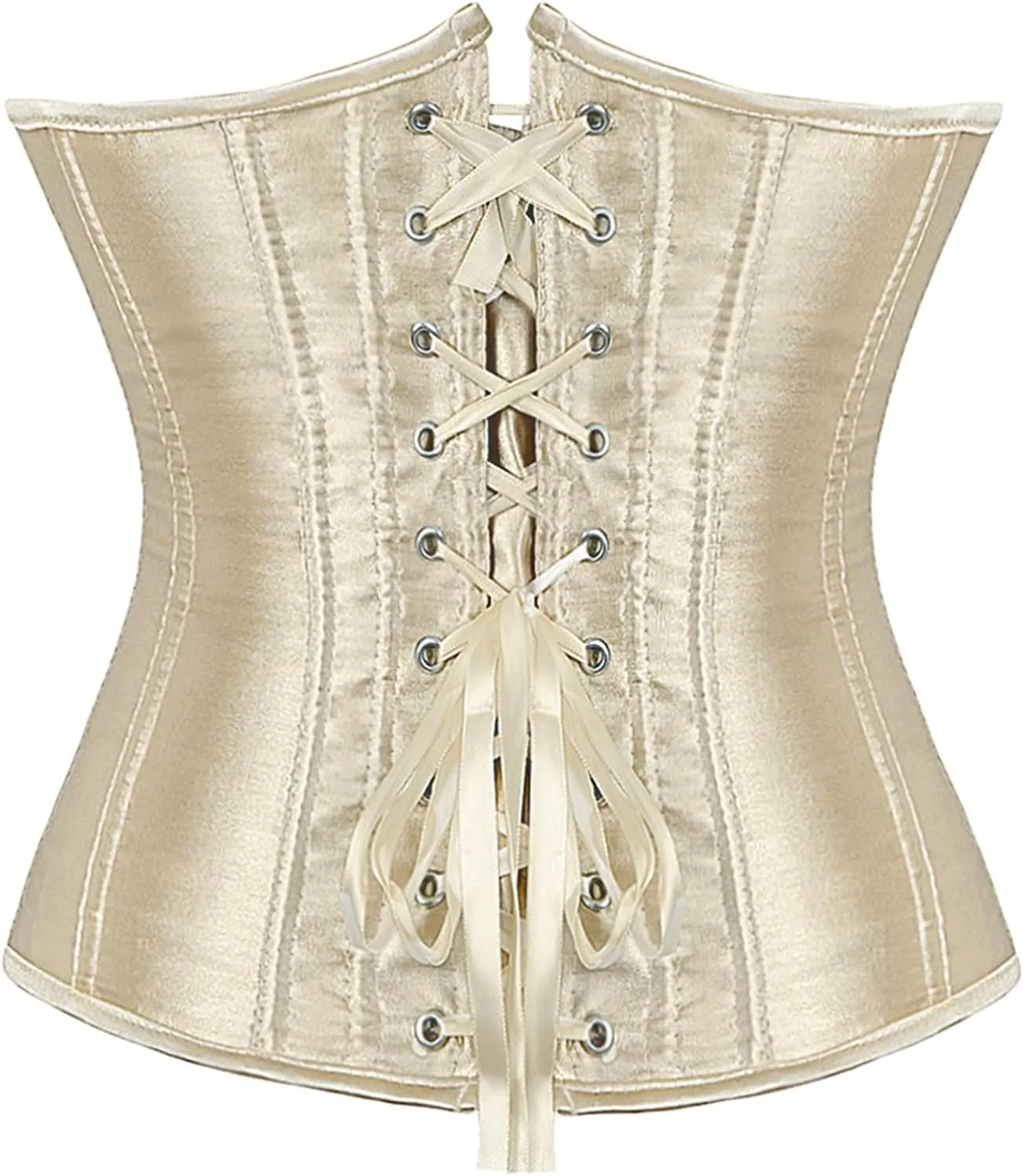 Zhitunemi Women's Satin Underbust Corset Bustier Waist Training Cincher Plus Size Corsets