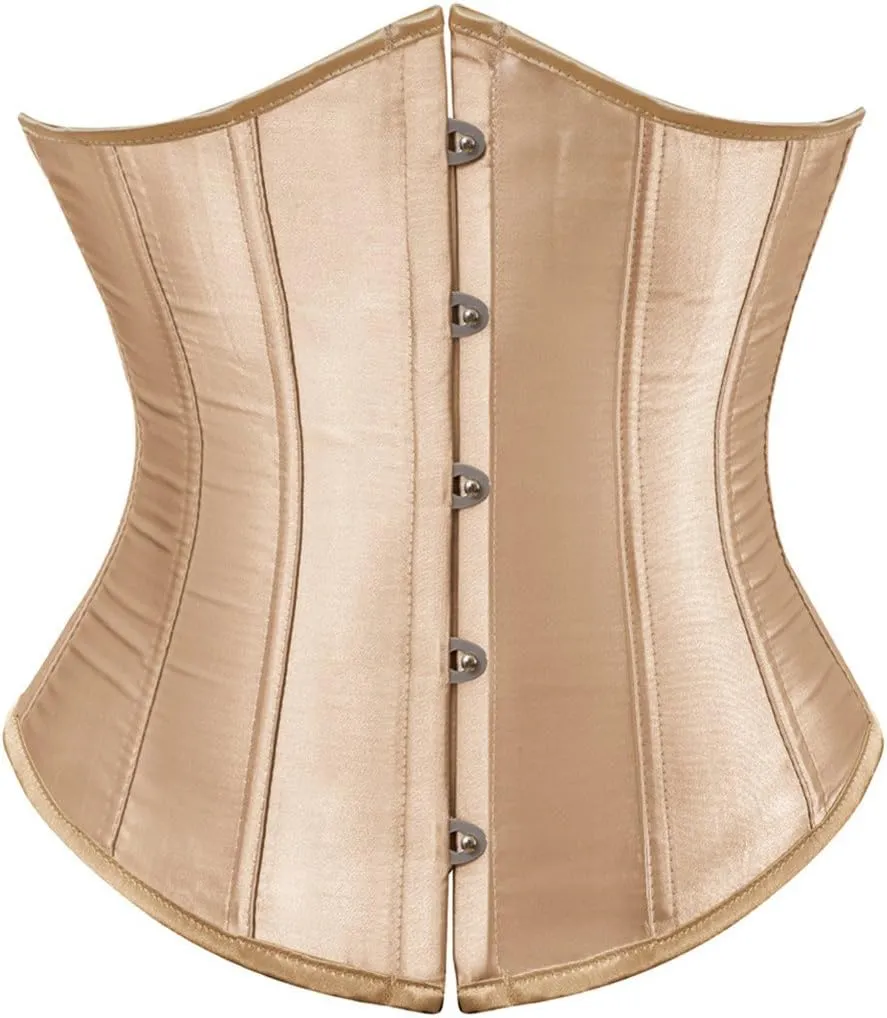 Zhitunemi Women's Satin Underbust Corset Bustier Waist Training Cincher Plus Size Corsets